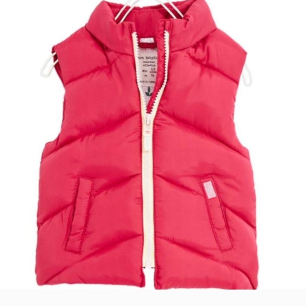 Bright Pink Puffer Vest By Zara For Baby Girl Size 6-9 Months